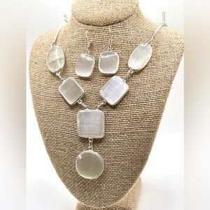 Selenite Satin Spar Necklace & Earrings Set
